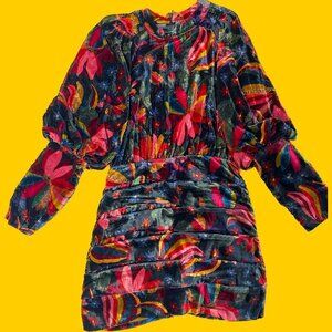 FARM Rio Black Banana Sky Velvet Dress - Size Medium